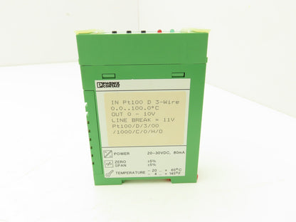 Phoenix Contact 2808394 MCR-RTD/U/NC RTD-Converter PT100 3-Wire In 0-10V Out