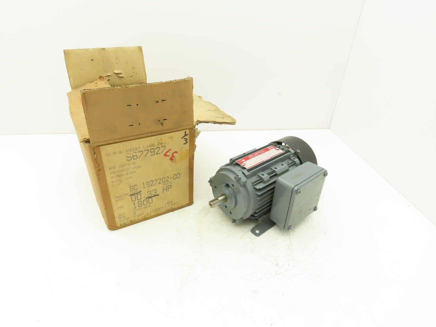 Brook Crompton Inc. 1927202-00 AC  Motor 0.33Hp 1680rpm 230/460 3PH D71F