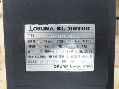 Okuma BL-MP500J-20SB AC Servo Motor 7.1kW 2000 RPM 132V 3PH Encoder ER-JH-7200D