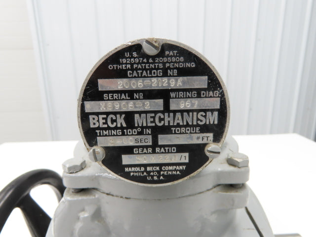 Beck R092879-01-01 Electric Rotary Valve Actuator Damper Drive 330° 3-10 Second