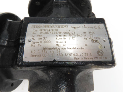 Sew Eurodrive SF37/112G EDT71D4 Gearmotor 20:1 Ratio 80rpm 1/2Hp 230/460V LH
