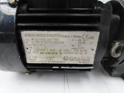 Sew Eurodrive SF37/112G EDT71D4 Gearmotor 20:1 Ratio 80rpm 1/2Hp 230/460V LH