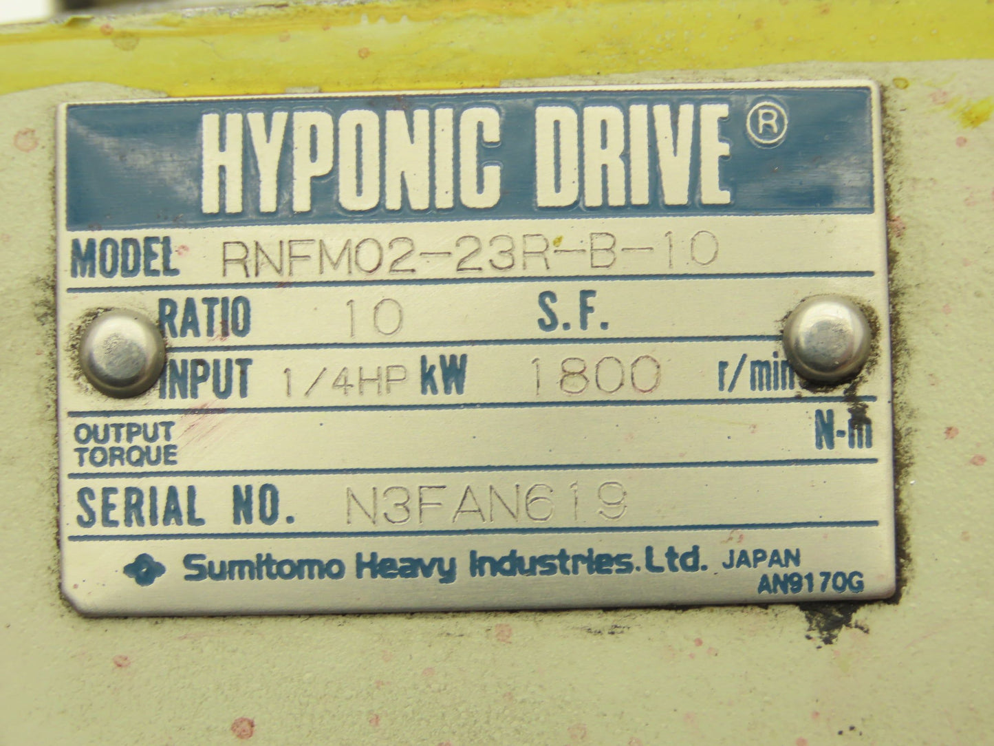 Sumitomo TC-F/FB-02A Gearmotor 10:1 Ratio 171rpm 1/4Hp 208V RH