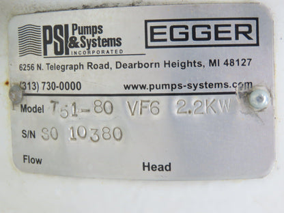 Egger Turo T51-80 VF6 Vortex Slurry Pump Recessed Impeller Metric Flange 4Hp 3PH
