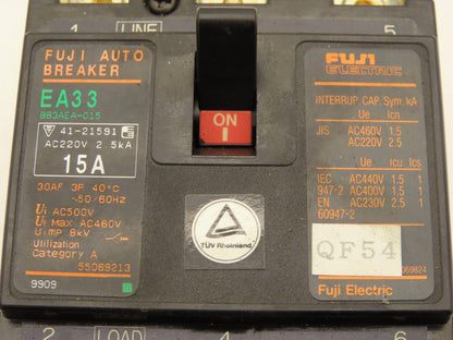 Fuji EA33 Circuit Breaker 15A 460VAC 3-Pole Lot of 4