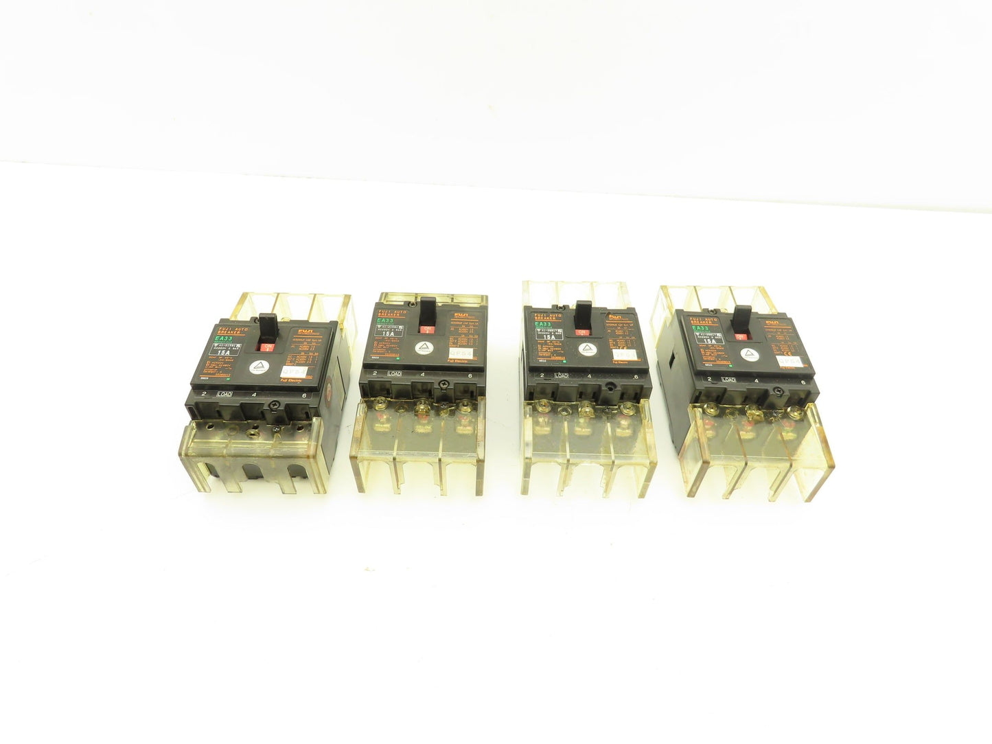 Fuji EA33 Circuit Breaker 15A 460VAC 3-Pole Lot of 4