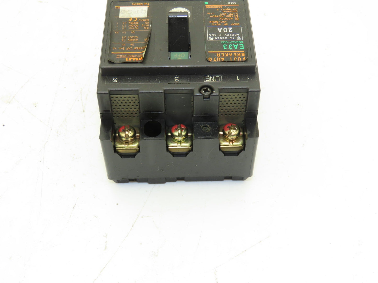Fuji EA33 Circuit Breaker 20A 460VAC 3-Pole Lot of 9