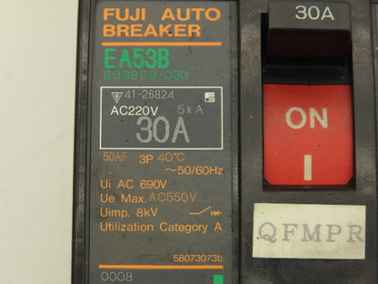 Fuji EA53B Circuit Breaker 30A 550VAC 3-Pole Lot of 5