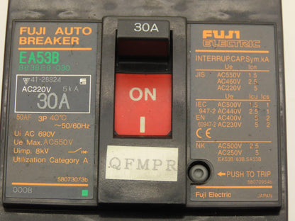 Fuji EA53B Circuit Breaker 30A 550VAC 3-Pole Lot of 5
