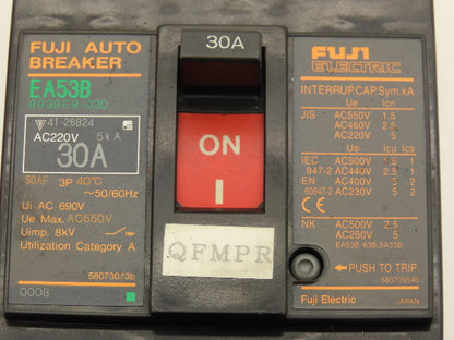 Fuji EA53B Circuit Breaker 30A 550VAC 3-Pole Lot of 5