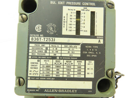 Allen Bradley 836T-T253J Pressure Control Switch 12-150 PSI 600V Ser A
