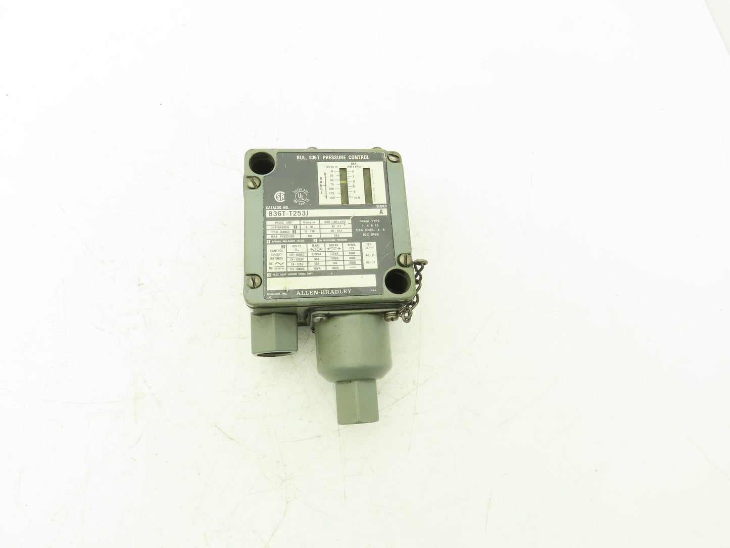 Allen Bradley 836T-T253J Pressure Control Switch 12-150 PSI 600V Ser A
