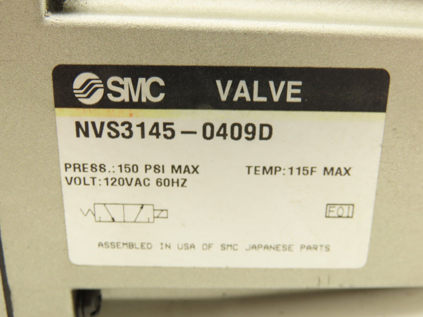 SMC NVS3145-0409D Pneumatic Air Solenoid Valve 1/2" NPT 3-Way 150 PSI 120VAC
