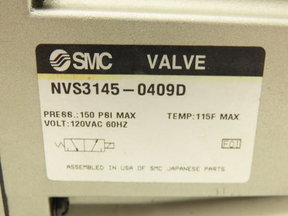 SMC NVS3145-0409D Pneumatic Air Solenoid Valve 1/2" NPT 3-Way 150 PSI 120VAC
