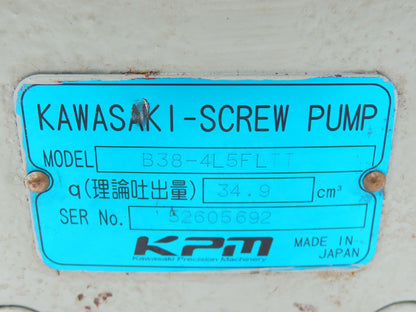 KPM Kawasaki B38-4L5FLTT Hydraulic Triple Screw Pump 34.9cm³ 32mm Shaft 4-Bolt