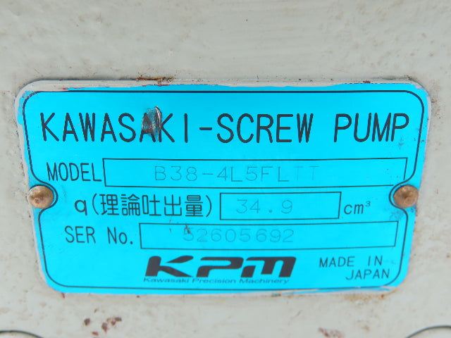 KPM Kawasaki B38-4L5FLTT Hydraulic Triple Screw Pump 34.9cm³ 32mm Shaft 4-Bolt
