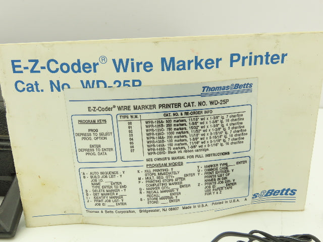 Thomas & Betts WD-25P E-Z-Coder Wire Marker Printer Tested & Working