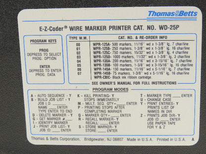 Thomas & Betts WD-25P E-Z-Coder Wire Marker Printer Tested & Working