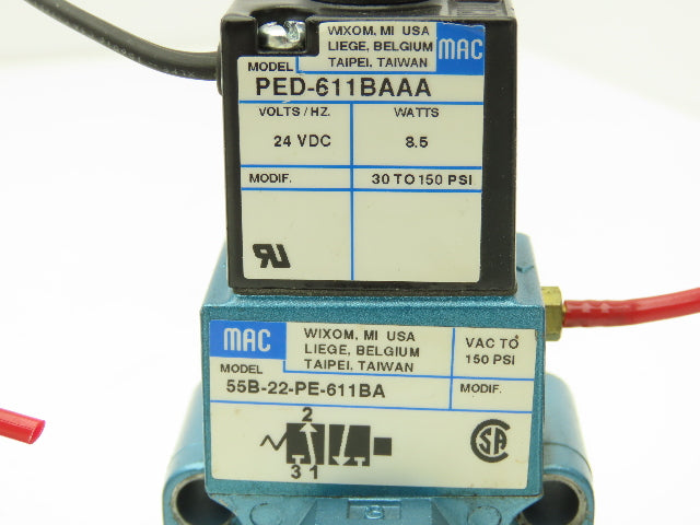 MAC PED-611BAAA Pneumatic Air Solenoid Valve 24VDC 3/8" NPT 30-150 psi Lot of 5