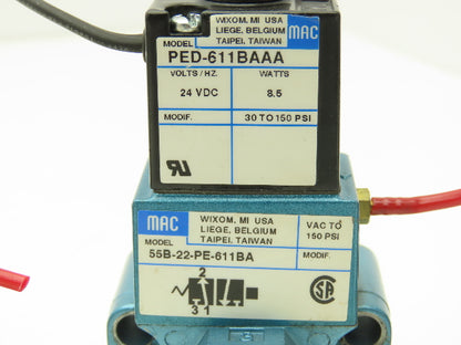 MAC PED-611BAAA Pneumatic Air Solenoid Valve 24VDC 3/8" NPT 30-150 psi Lot of 5