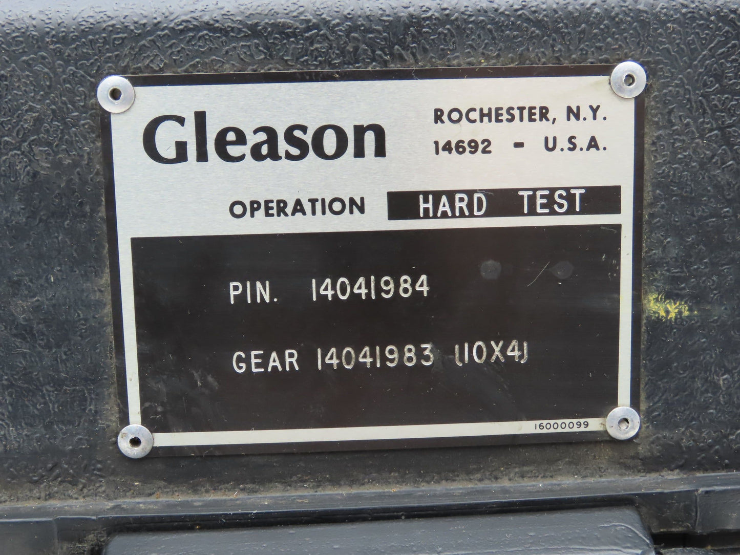Gleason Operation Hard Test Kit Gear 14041983 (10X4) & Pin 14041984