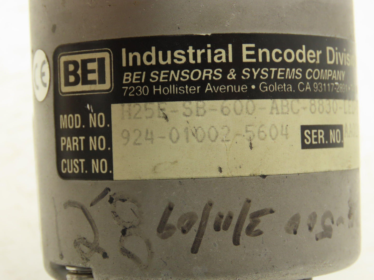 BEI H25E-SB-600-ABC-8830-LED-EM16 Rotary Incremental Encoder 3/8" Shaft 5VDC