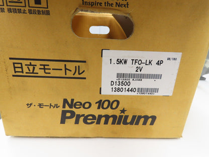 Hitachi TFO-LK 4P Induction Motor 1.5Kw 1750 RPM 200/230VAC 3PH IP44 Foot Mount