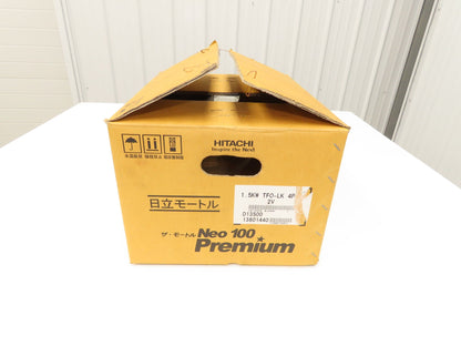 Hitachi TFO-LK 4P Induction Motor 1.5Kw 1750 RPM 200/230VAC 3PH IP44 Foot Mount