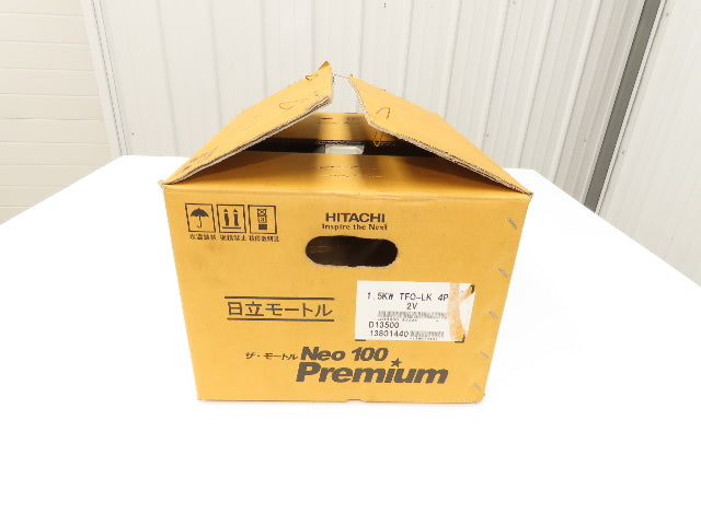 Hitachi TFO-LK 4P Induction Motor 1.5Kw 1750 RPM 200/230VAC 3PH IP44 Foot Mount