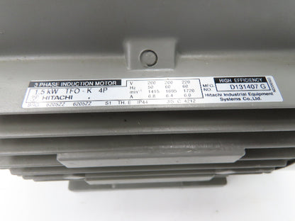 Hitachi TFO-K 4P Induction Motor 1.5Kw 1720 RPM 200/220VAC 3PH IP44 Foot Mount