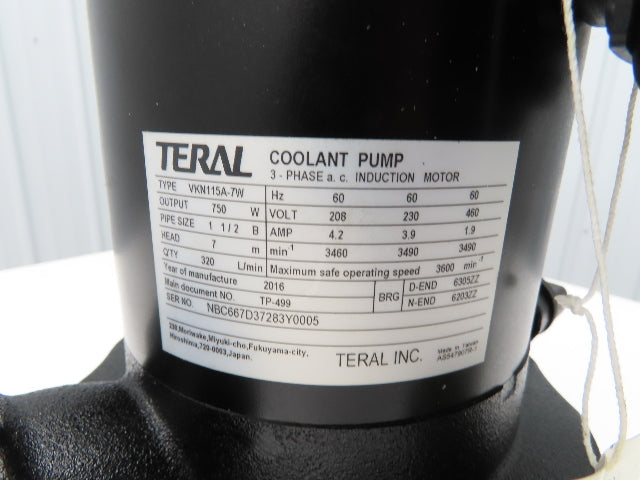 Teral VKN115A-7W Coolant Pump 320 L/min 1Hp 3500rpm 480V 3PH 1.5"NPT Floor Mount