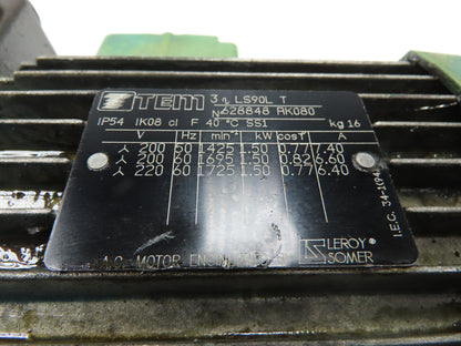TEM Tsubaki Emerson CSM150N40HT Gearmotor 40:1 Ratio 44rpm 1.5Kw 220V 3PH LS90L