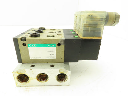 CKD 4KA310-LS-A Pneumatic Solenoid Valve Manifold Assembly 24VDC 3/8" NPT