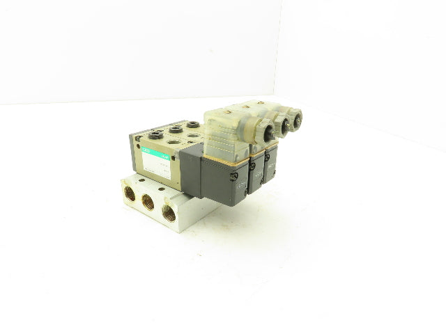 CKD 4KA310-LS-A Pneumatic Solenoid Valve Manifold Assembly 24VDC 3/8" NPT