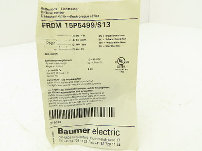 Baumer FRDM 15P5499/S13 Photoelectric Sensor Switch Photo Eye 12/24VDC