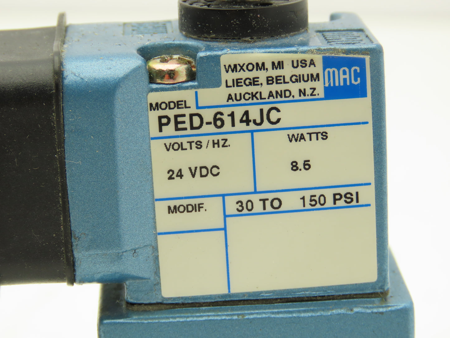 MAC 55B-22-PE-614JC Solenoid Valve 3/8" NPT 24VDC Coil 30-150PSI