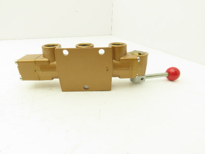 Versa TUH-4509-89 Hydraulic Manual Hand Lever Valve Brass 500 psi 1/2" NPT 4/3