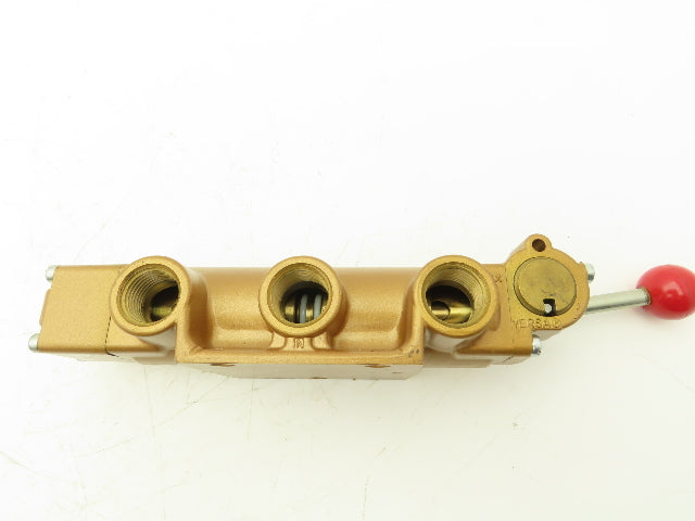 Versa TUH-4509-89 Hydraulic Manual Hand Lever Valve Brass 500 psi 1/2" NPT 4/3