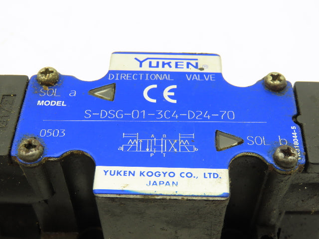 Yuken S-DSG-01-3C4-D24-70 Hydraulic Directional Solenoid Valve 24VDC  Lot of 2