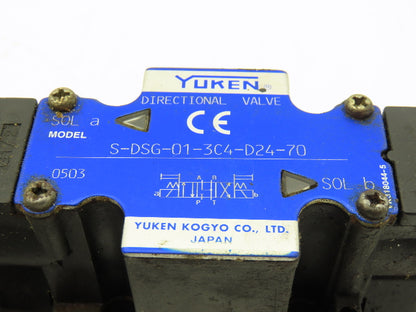 Yuken S-DSG-01-3C4-D24-70 Hydraulic Directional Solenoid Valve 24VDC  Lot of 2