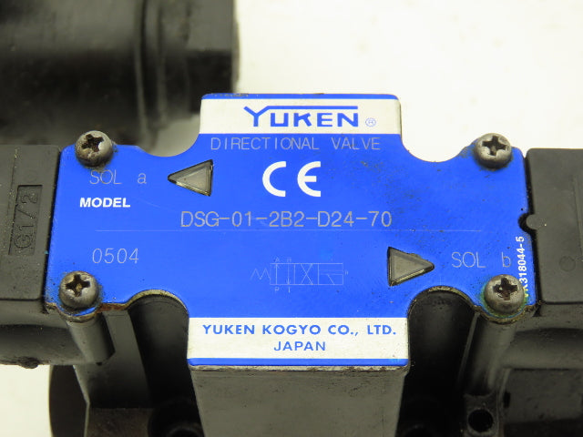 Yuken DSG-01-2B2-D24-70 Hydraulic Directional Solenoid Valve 24VDC  Lot of 2