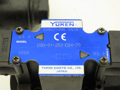 Yuken DSG-01-2B2-D24-70 Hydraulic Directional Solenoid Valve 24VDC  Lot of 2