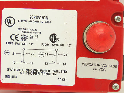 Honeywell 2CPSA1A1A Emergency Cable Pull Safety Switch 250V Double Ended 1 Hook