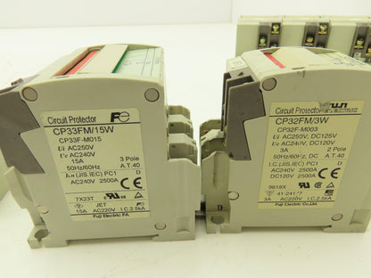 Fuji Electric Circuit Breakers AC/DC | 3/5/10/15A | 2/3-Pole | Mixed Lot of 11