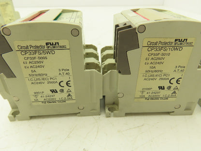 Fuji Electric Circuit Breakers AC/DC | 3/5/10/15A | 2/3-Pole | Mixed Lot of 11