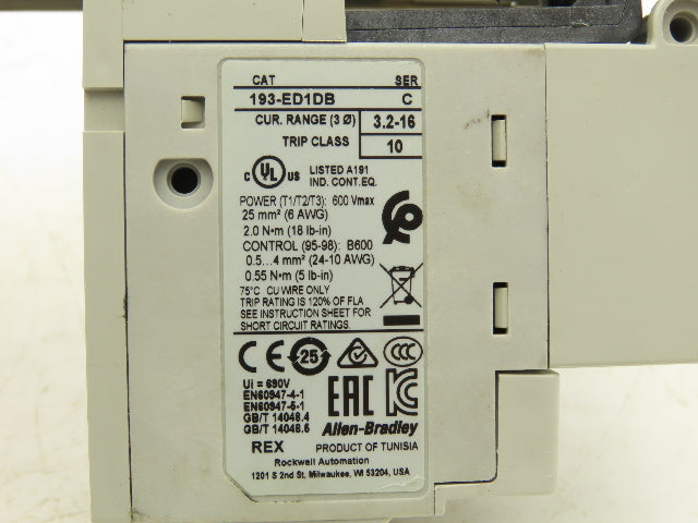 Allen Bradley 100-C23DJ300 Contactor Motor Starter Overload Relay Heater 15Hp