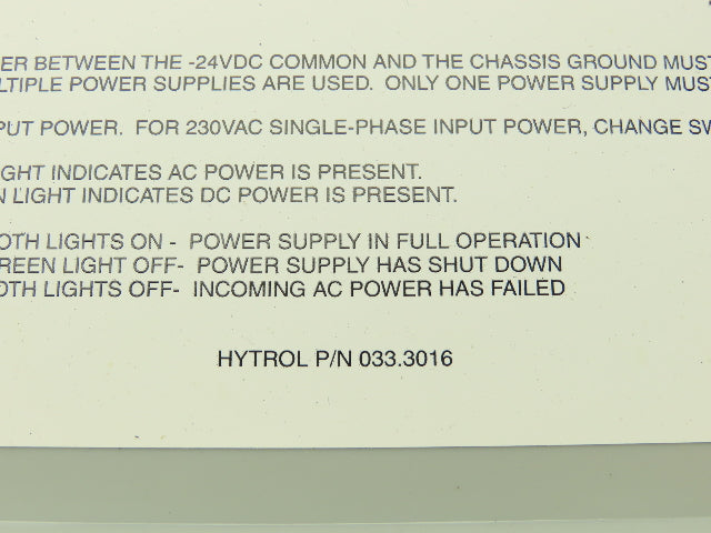 Hytrol 033.3016 Conveyor Electrical Enclosure Power Supply Unit 24VDC 5A 8x8x6"