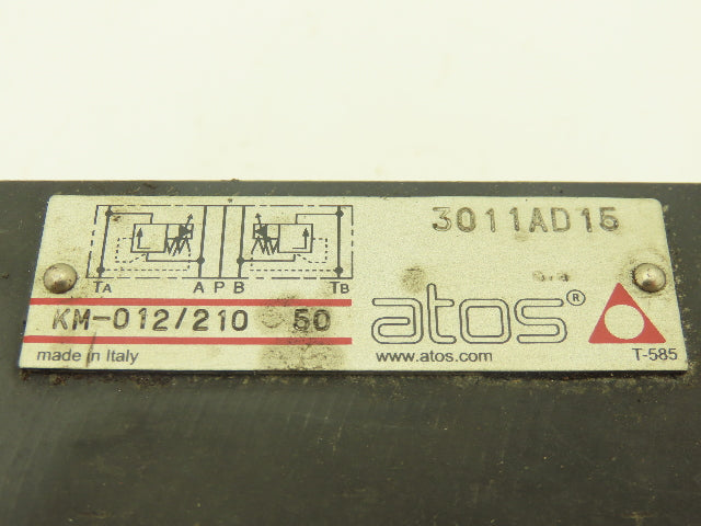 Atos KM-012/210 50 Hydraulic Pressure Relief Sandwich Valve