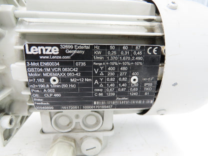 Lenze MDEMAXX 063-42 Inline Gear Motor 7.18 Reducer .31kw 230/460V GST04-1M VCR