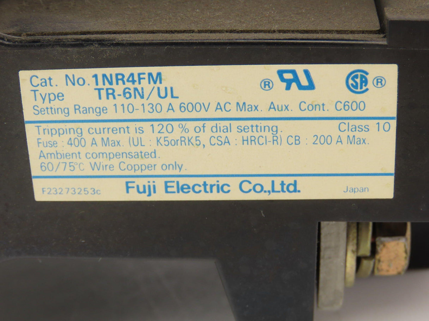 Fuji Electric 1NC4FO Motor Starter 150A 125Hp 600V 3Ph Heater 110-130A Coil 120V